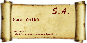 Süss Anikó névjegykártya